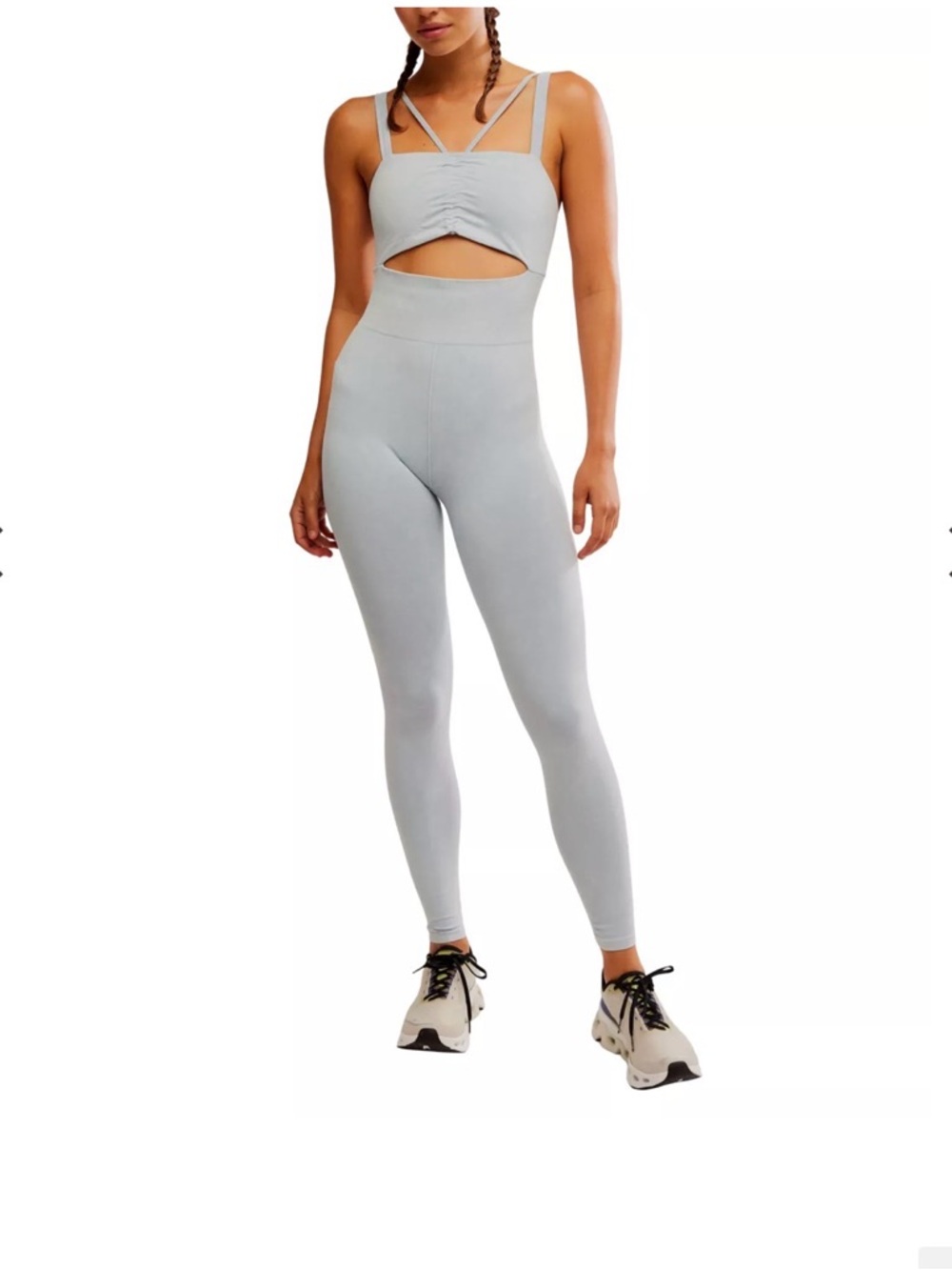 FP Movement Women's Good Karma Cut Out Onesie size m/l steel color